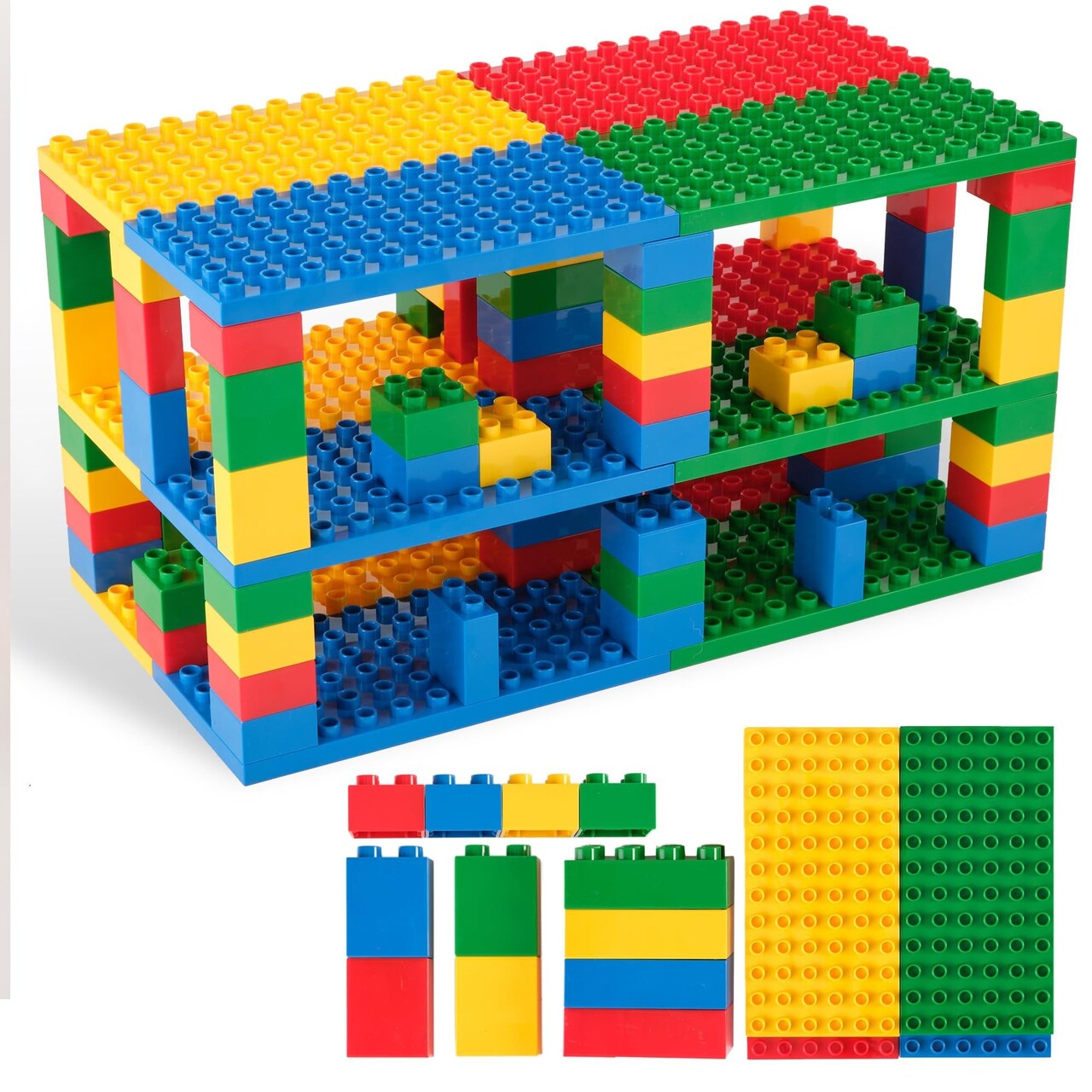 Strictly Briks Toy Building Blocks For Kids and Toddlers, Classic Big Bricks Set and Baseplates, Large Pegs For Ages 3-14, 100% Compatible with All Major Brands, Basic Colors, 96 Pieces